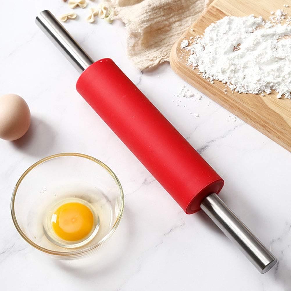 Metal Kitchen Roti Belan, Silicone Flour Stick Rolling Pin, Steel Handle Dough Roller, Non-Stick Dough Roller Metal Kitchen Roti Belan, Silicone Flour Stick Rolling Pin, Steel Handle Dough Roller, Non-Stick Dough Roller